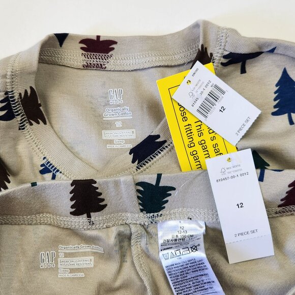 NWT Gap Kids Organic Cotton Winter Christmas Tree Print Pajama Set sz 8,12 - Picture 8 of 8